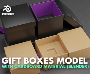 Gift Boxes Model with Cardboard Material (Blender)