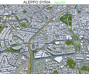 Aleppo city Syria 3d model 30km