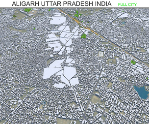 Aligarh city Uttar Pradesh India 3d model 15km