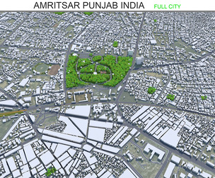 Amritsar city Punjab India 3d model 30km