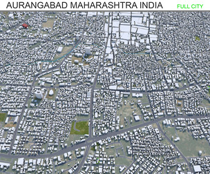 Aurangabad city Maharashtra India 3d model 25km