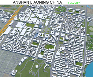 Anshan city Liaoning China 3d model 30km