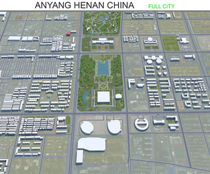 Anyang city Henan China 3d model 40km