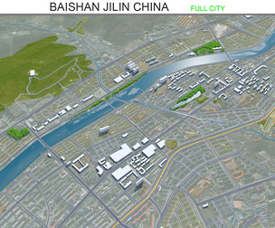 Baishan city Jilin China 3d model 15km