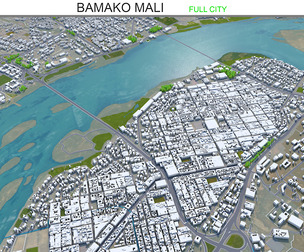 Bamako city Mali 3d model 30km