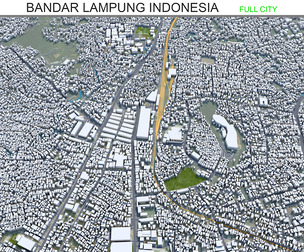 Bandar city Lampung Indonesia 3d model 25km