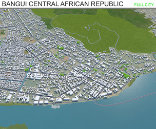 Bangui city Central African Republic 3d model 25km