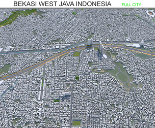 Bekasi city West Java Indonesia 3d model 20km