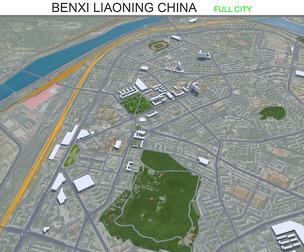 Benxi city Liaoning China 3d model 30km