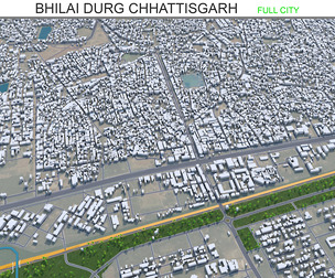 Bhilai city Durg Chhattisgarh 3d model 30km