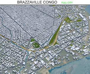 Brazzaville city Congo 3d model 20km