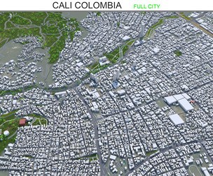 Cali city Colombia 3d model 30km