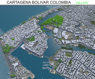 Cartagena city Bolivar Colombia 3d model 22km