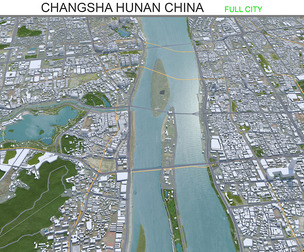 Changsha city Hunan China 3d model 60km