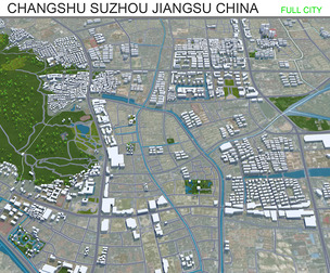 Changshu city Suzhou Jiangsu China 3d model 50km