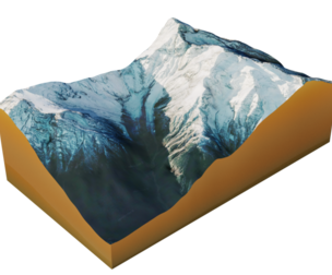 Snowy mountain peak terrain