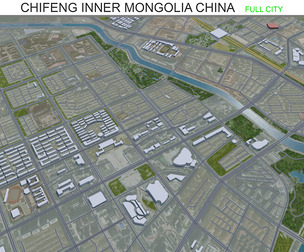 Chifeng Inner Mongolia city China 3d model 35km