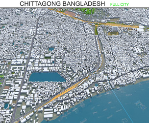 Chittagong city Bangladesh 3d model 30km