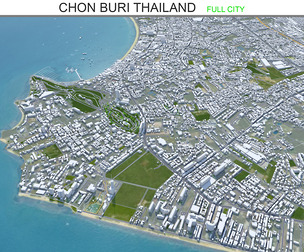 Chon Buri city Thailand 3d model 120km