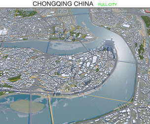 Chongqing city China 3d model 50km