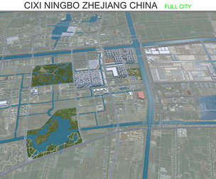 Cixi Ningbo city Zhejiang China 3d model 70km