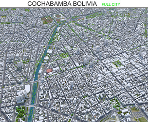 Cochabamba city Bolivia 3d model 40km