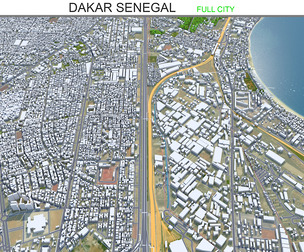 Dakar city Senegal 3d model 20km