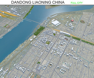Dandong city Liaoning China 3d model 35km
