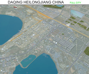 Daqing city Heilongjiang China 3d model 120km