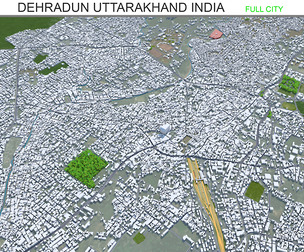 Dehradun city Uttarakhand India 3d model 30km
