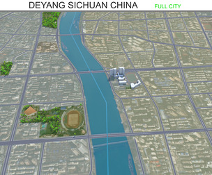 Deyang city Sichuan China 3d model 20km