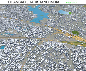 Dhanbad city Jharkhand India 3d model 25km