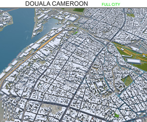 Douala city Cameroon 3d model 30km