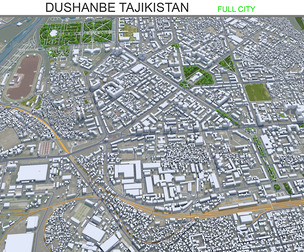 Dushanbe city Tajikistan 3d model 25km