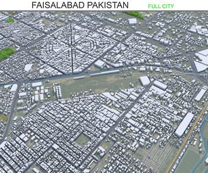 Faisalabad city Pakistan 3d model 45km
