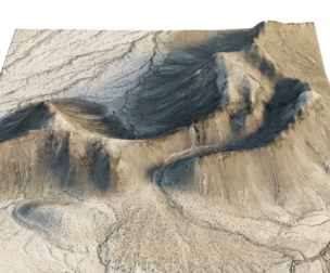 mountains are surrounded by a barren desert 3D