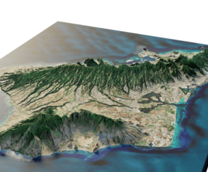 Oahu island full 3d model terrain