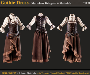 Gothic Dress- model + material