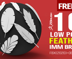 Free 10 Low poly feather IMM brush set