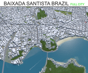 Baixada city Santista Brazil 3d model 150km