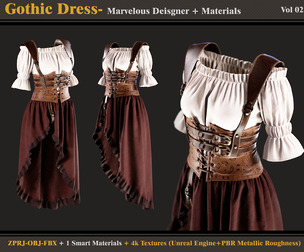 Gothic Dress- model + material-VOL2