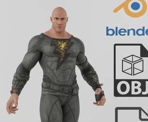 Black Adam Shazam Textured Rigged