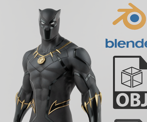 Black Panther Textured Rigged