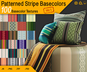 100 Patterned Stripe Basecolor Textures (4K) Vol 1