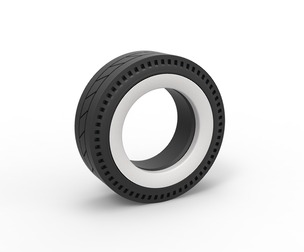 Whitewall rear tire of dragster V11 Scale 1:25