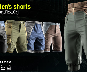 5 men's short_MD/CLO3D (zprj)+obj,fbx