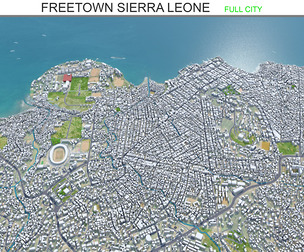 Freetown city Sierra Leone 3d model 20km