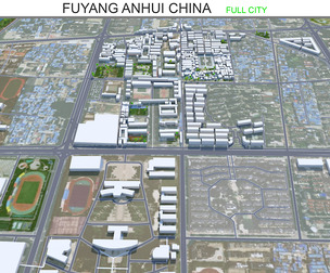 Fuyang city Anhui China 3d model 30km