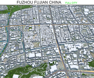 Fuzhou city Fujian China 3d model 80km