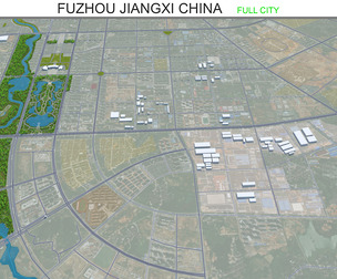 Fuzhou city Jiangxi China 3d model 25km